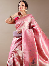 Pink Silk Weaving Saree - House of Surya